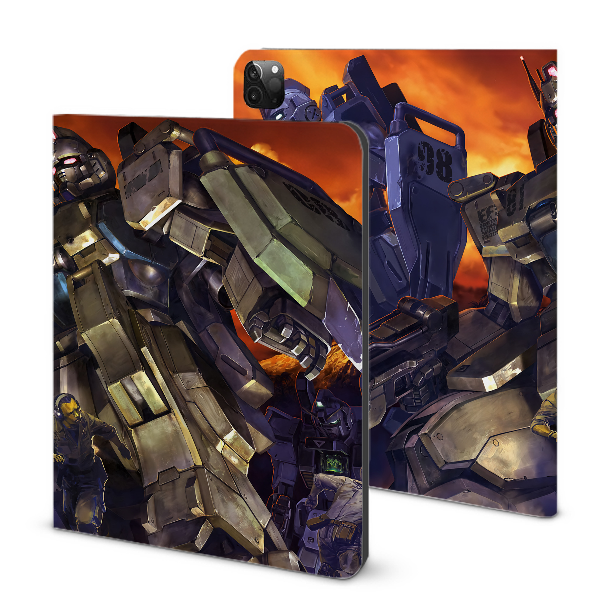 （画像用） 機動戦士ガンダム Mobile Suit Gundam IPadケース ペンホルダー付き ブックスタイルデザイン